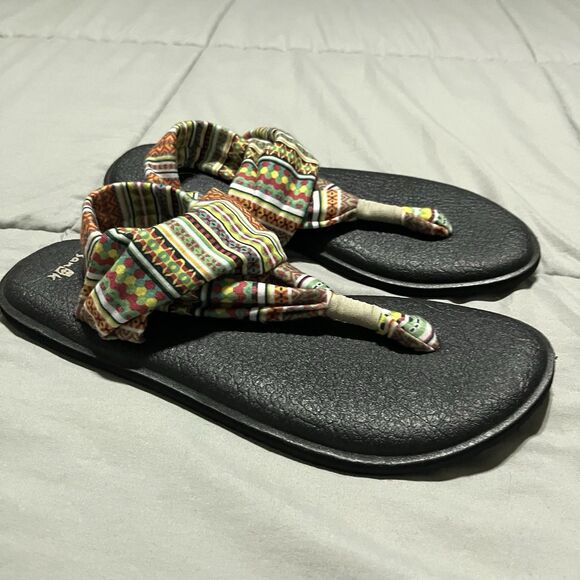 Sanuk Yoga Sling 2 Tribal Strap Knit Yoga Mat Flip Flop Sandals Women's Size 10 - Picture 1 of 10